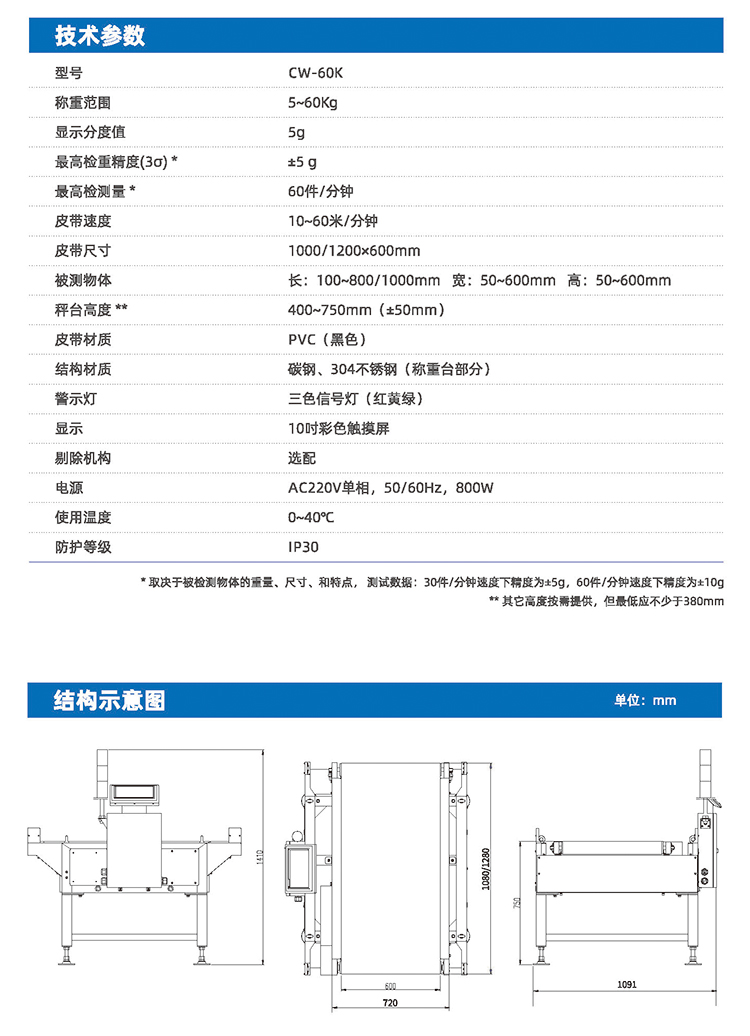 在線動(dòng)態(tài)檢重秤 CW-60K